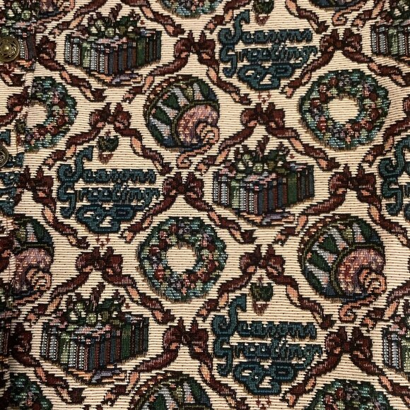 VTG Bobbie Brooks Christmas Vest Needlepoint Tapestry Red Lining Womens L -Read - Picture 6 of 9